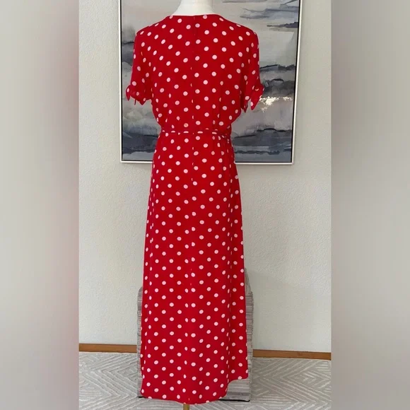 Divided H&M Red Asymmetrical Polka Dot Wrap Dress - Picture 3 of 16